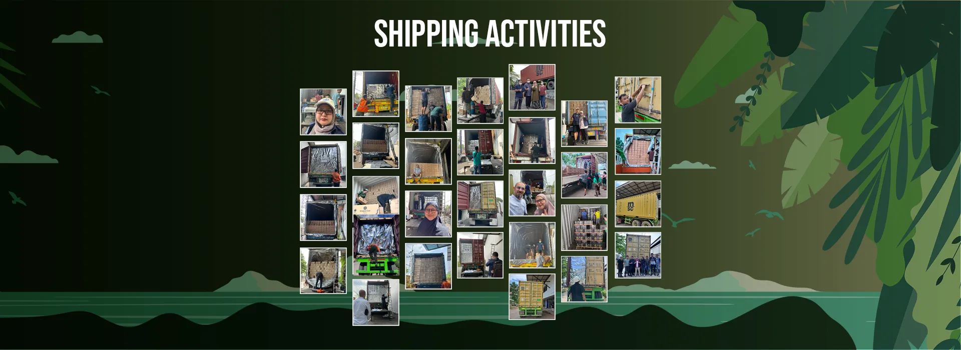 Container loading and export shipment of coconut charcoal briquettes