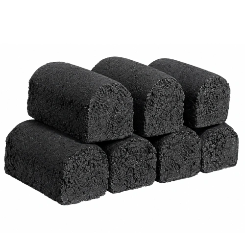 Half cylinder coconut charcoal briquettes raw