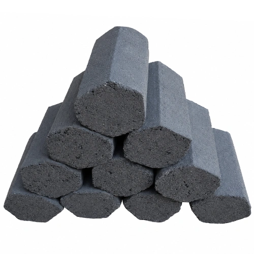 Hexagonal coconut charcoal briquettes raw